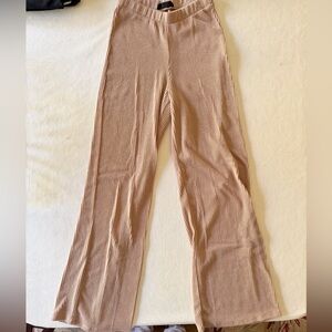 Striped Tan Wide-Leg Pants